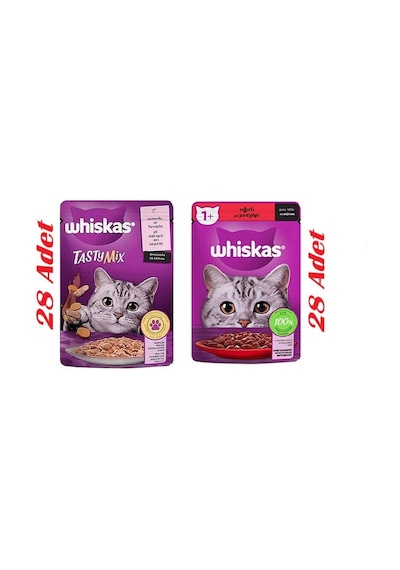Whiskas Pouch Sos İçinde Somonlu Havuçlu Ve Sığır Etli Kedi Maması 85gr 56 Adet