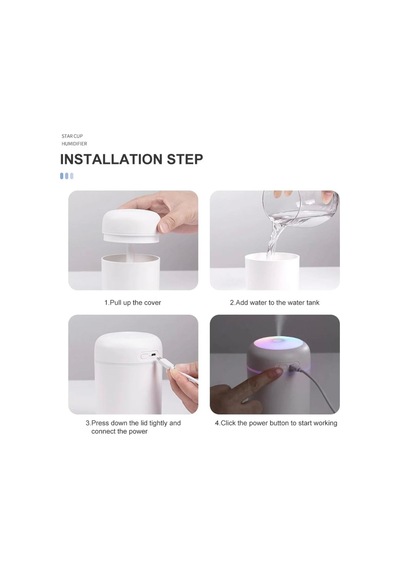 Led Işıklı 3'ü 1 Arada Ultrasonik Hava Nemlendirici Ve Aroma Difüzörü 300ml Kapasiteli Beyaz