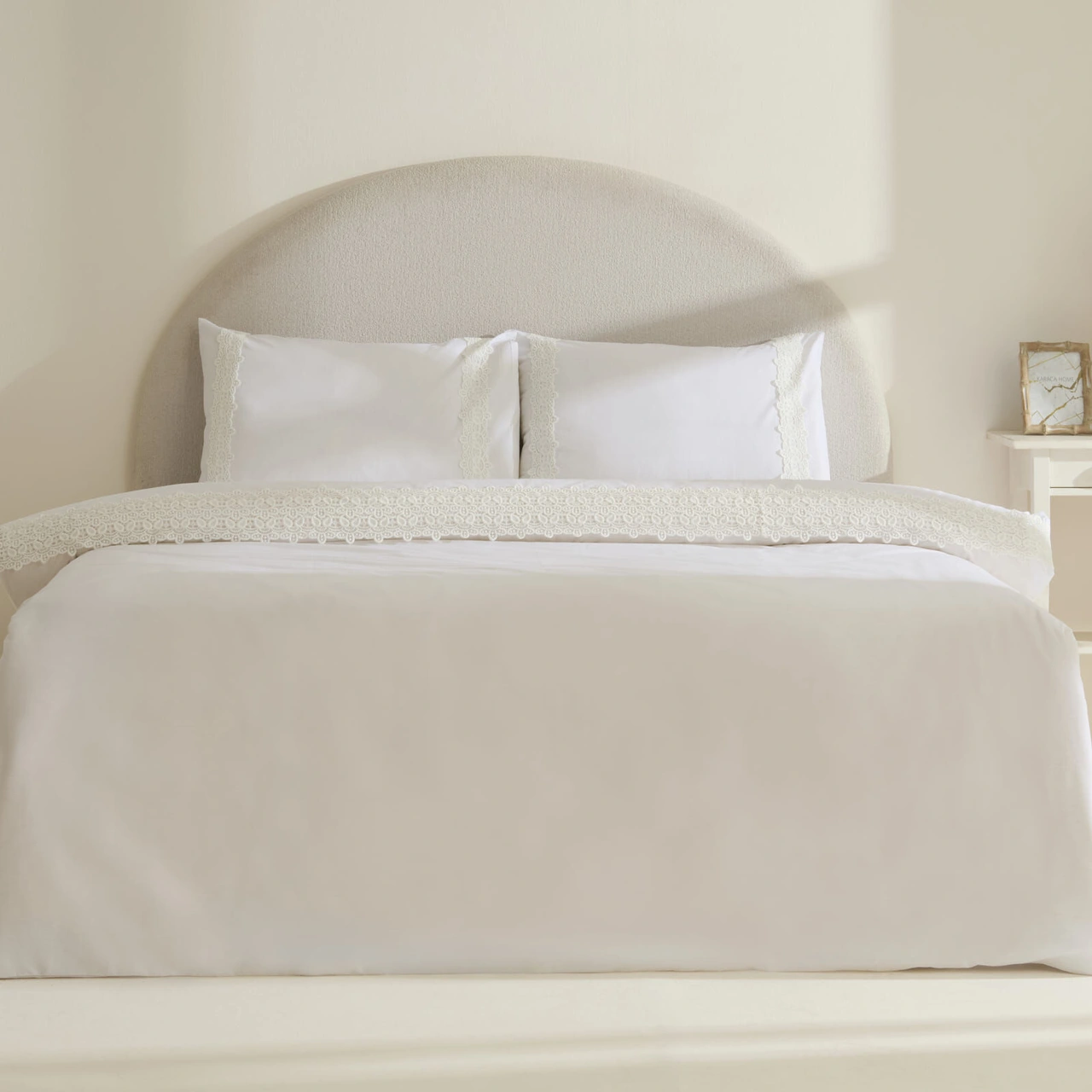 Karaca Home Nuvia Güpürlü Çift Kişilik Nevresim Takımı Beyaz Beyaz
