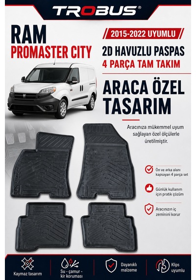 Trobus Ram Promaster City Wagon 2015-2022 2d Havuzlu Paspas