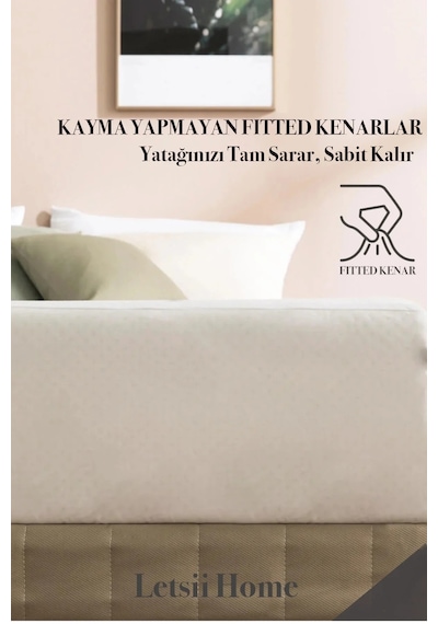 Premium Sıvı Geçirmez Yatak Alezi Ultra Sessiz Fitted Tam Kenar Lastikli Nefes Alabilir Yatak Ko Beyaz