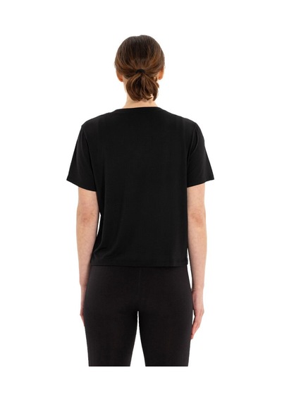 Inguz Modal Bisiklet Yaka Basic Yoga T-shirt SIYAH