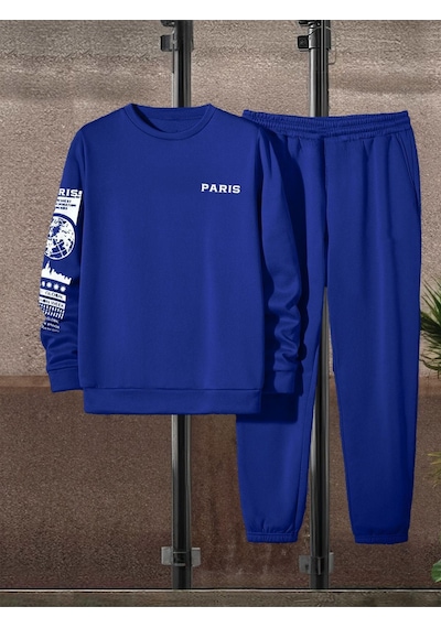 Paris Web Eşofman Takımı Sweatshirt Jogger - Sax Mavi Baskılı Oversize Şardonlu Bisiklet Yaka Saks Mavi Paris Web Eşofman Takımı Sweatshirt Jogger - Sax Mavi Baskılı Oversize Şardonlu Bisiklet Yaka Saks Mavi
