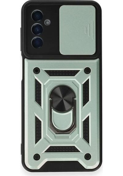 Uray Store Samsung Galaxy Uyumlu  M14 5g Kılıf Pars Lens Yüzüklü Silikon - Yeşil