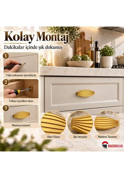 Haskan Taha Düğme Kulp Altın