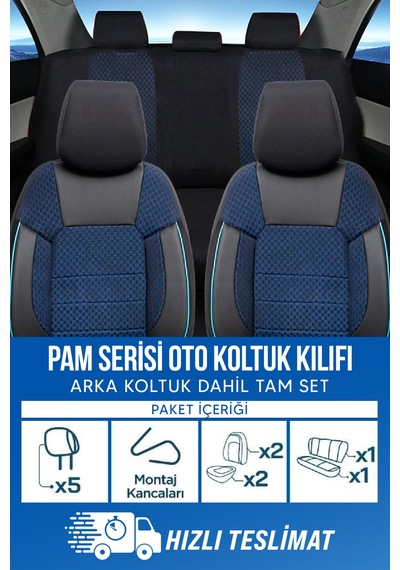 Smrautoaccessory Pam Serisi Oto Koltuk Kılıfı Mavi