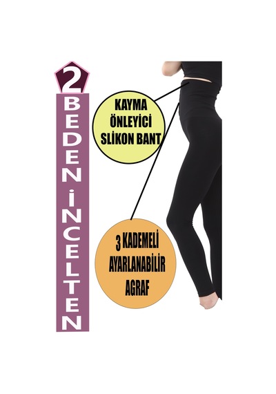 Fiolin Kadın Beden Incelten Yüksek Bel Agraflı Korse Tayt Siyah