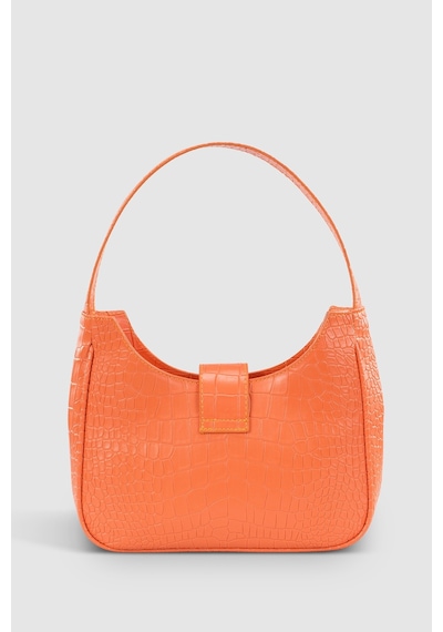 Housebags Kadın Orange Tokalı Timsah Desenli Baguette Çanta Turuncu