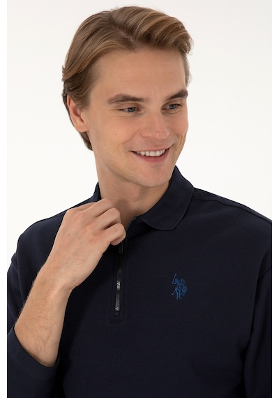 U.S. Polo Assn. Erkek Comfort Fit Yarım Fermuarlı Lacivert Sweatshirt 50313754-VR033