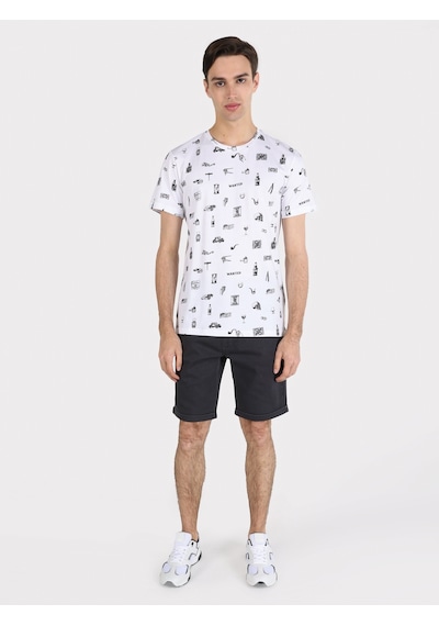 Colin'S Regular Fit Bisiklet Yaka Baskılı Beyaz Erkek Kısa Kol Tişört Cl1057944_Q1.V1_Wht