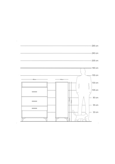 Hyperion Dolap Tek Raflı 3 Çekmeceli 88x44x134 Çam-antrasit Atlas Çam