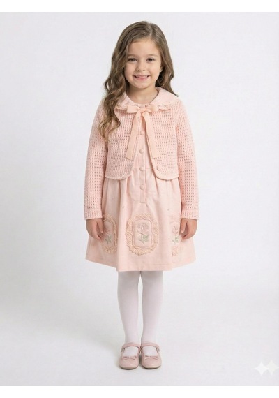 Xo Kids Kız Çocuk Elbise + Bolero 4-7 Yaş 52120 Pudra