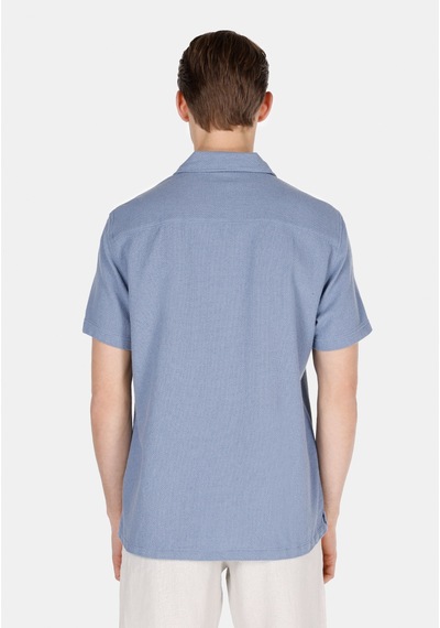 Colin's Colins Regular Fit Shirt Neck Düz Erkek Mavi Kısa Kol Gömlek Cl1072864 Q1.v2 Ble Mavi