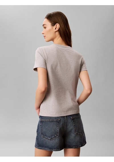 Calvin Klein Ss Woven Label Class, P79 Gri Kadın T-shirt