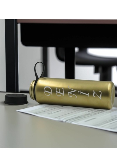 Bk Gift Kişiye Özel İsimli Siyah Defter Ve Gold Cam Matara Hediye Seti-4, Sevgiliye Hediye, Arkadaşa Hediye, Yeni İş Hediyesi