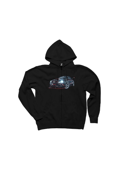 Audi R8 Tuning Siyah Fermuarlı Kapşonlu Sweatshirt Siyah