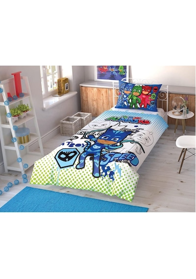 Taç Lisanslı Nevresim Takımı Tek Kişilik Çek Canlandır PJ Masks
