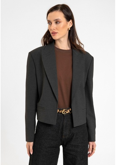 Antioch Relax Fit Düğmesiz Crop Kadın Blazer Ceket Antrasit