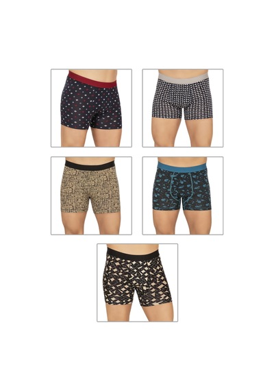 Özkan Underwear Özkan 11111 5'li Paket Erkek Pamuklu Karışık Desenli Likralı Penye Boxer DESENLİ