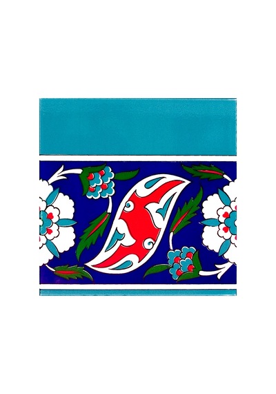 Armada Çini 20X20 CM Ks 21 İznik Rumi Desenli Seramik Çini Bordür