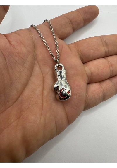 Boks Eldiveni Figürlü Unisex Kolye 60 Cm Zincirli, Güç Ve Mücadele Temalı Sporcu Aksesuarı Çok renkli