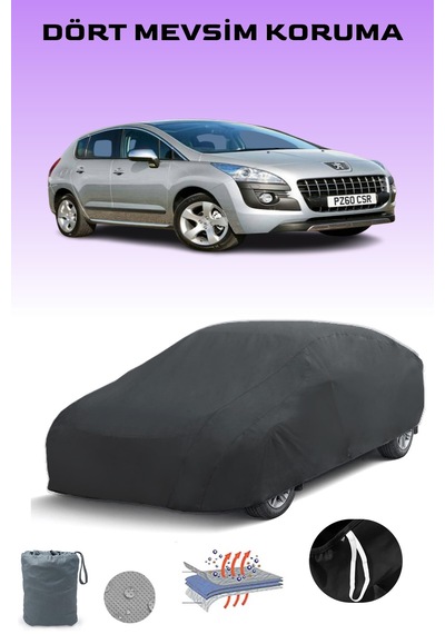 Siyah, Peugeot 3008 2009 - 2013, Araba Brandası, Oto Örtüsü, Araba Çadırı Siyah