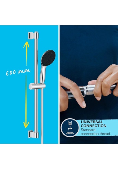 Grohe Vitalio Start 110 Sürgülü Duş Seti, 110mm Yuvarlak 3 Akışlı El Duşu, 600mm Sürgülü Ray, 1750mm Duş Hor Diğer