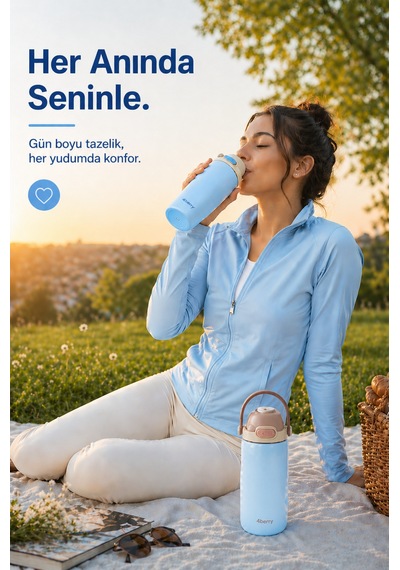 4berry 700 Ml Termos Matara Çift Cidarlı Vakum Yalıtımlı Sıcak Soğuk Tutan Sızdırmaz Kapaklı - Mavi