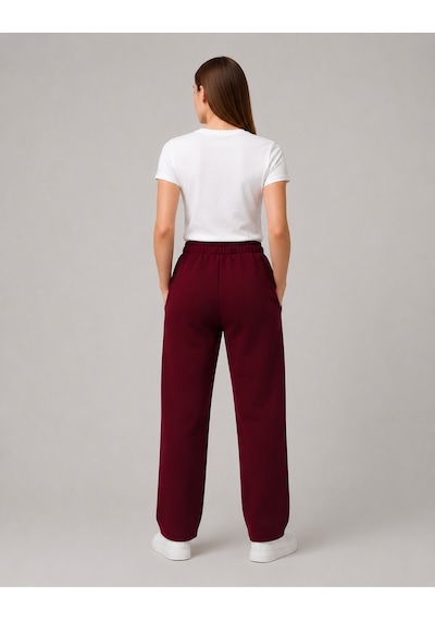 Tampap 1343 Modal Palazzo Geniş Paça Pantolon Eşofman Alt Bordo