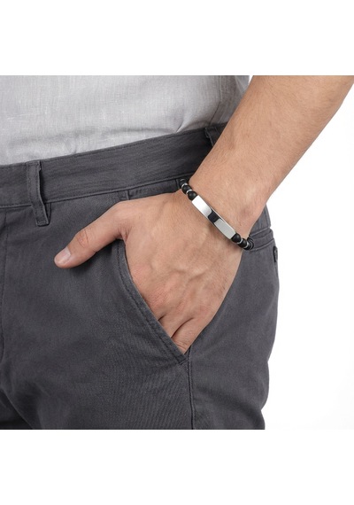 Premium Oniks Beyaz İsim Yazılabilir Ve Ayarlanabilir Çelik Zincir Bileklik 31832b29d1 - 23 Cm Siyah - Gümüş
