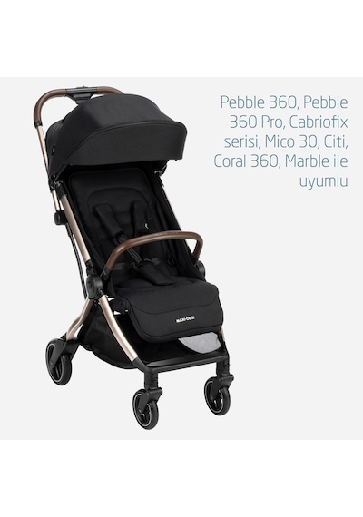 Maxi-Cosi Eva Otomatik Katlanan Kompakt Bebek Arabası Essential Black Champagne