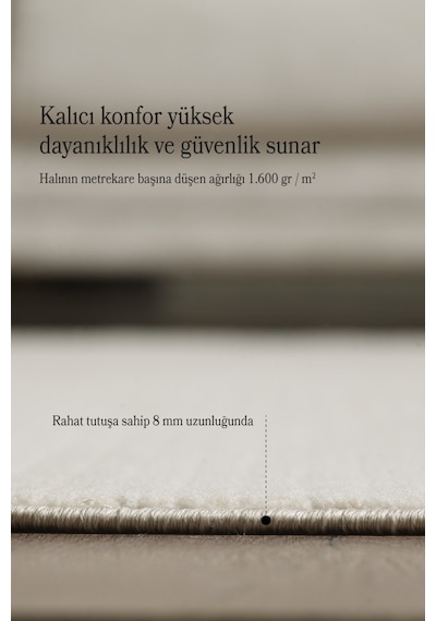 Modern Tasarımlı Salon Mutfak Koridor Halısı Düz Saçaklı Bej Renkli Bej
