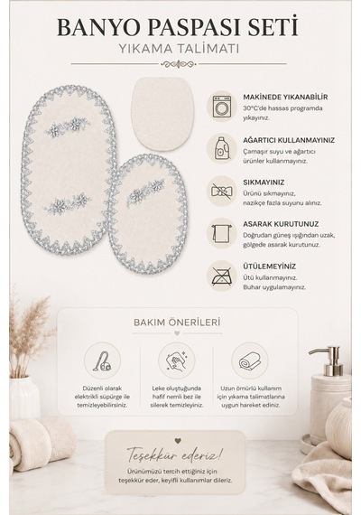 3lü Set Siyah Fransız Dantelli Lüks Banyo Paspası Kaymaz Tabanlı Çeyizlik Hediyelik Banyo Paspas Set