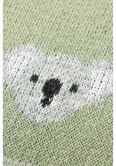 Kız Ve Erkek Bebek Için Triko Örgü Bebek Battaniyesi 85cm X85cm Açık Yeşil Koalacık Yesıl5 Yesıl5