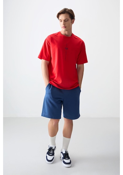 Air Jones Tommy Life Fiesta Pamuklu Kalın Yumuşak Dokulu Oversize Fit Baskılı Erkek T-shirt - 88373 Kirmizi Air Jones Tommy Life Fiesta Pamuklu Kalın Yumuşak Dokulu Oversize Fit Baskılı Erkek T-shirt - 88373 Kirmizi