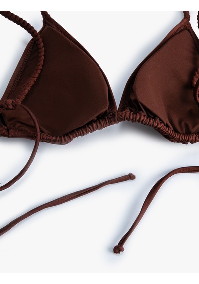 Koton Parlak Üçgen İpli Bikini Üstü Kahverengi 4sak10179mm Kahverengi