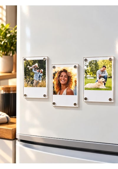 Şeffaf Pleksi Mıknatıslı Polaroid Fotoğraf Çerçevesi 6x9 Cm 3 Adet