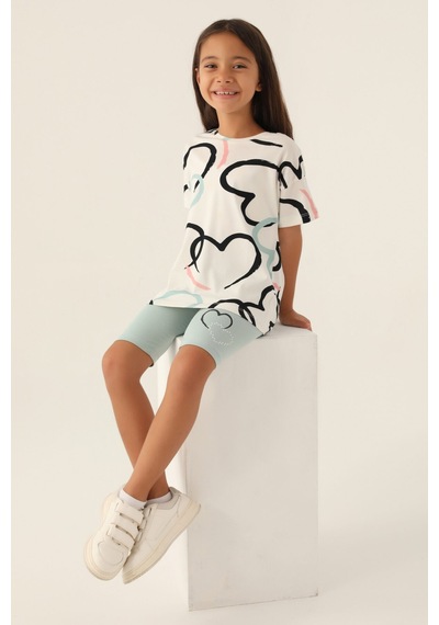Rolypoly Heart Krem Kız Çocuk Bermuda Takım 5274-42976 Krem
