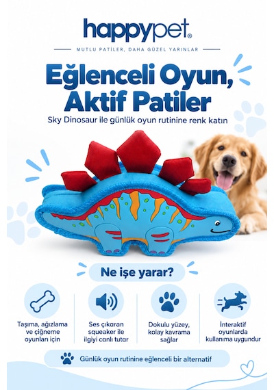 Happy Pet Sky Dinosaur Tpr Dayanıklı Dinozor Şekilli Köpek Oyuncağı