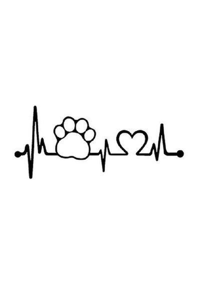 Kedi Köpek Kalp Atısı Love Sticker 10x5 Siyah