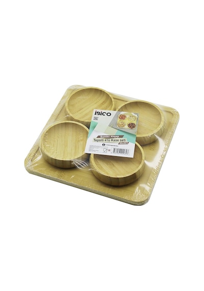 Lunaev Ahşap Bambu 5pcs Çerezlik - Lokumluk Kase Seti 22x22cm 0
