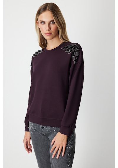 On Fashion On Omuzları İncili Sweat Lacivert