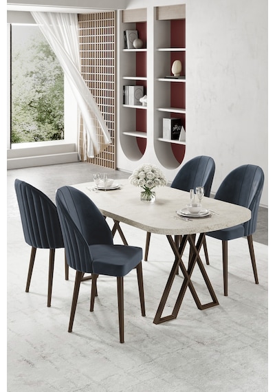 Canisa Kaye Serisi Mdf 90x168 Traverten Mutfak Masası Takımı 4 Antrasit Sandalye Traverten Masa Antrasit Sandalye Canisa Kaye Serisi Mdf 90x168 Traverten Mutfak Masası Takımı 4 Antrasit Sandalye Traverten Masa Antrasit Sandalye