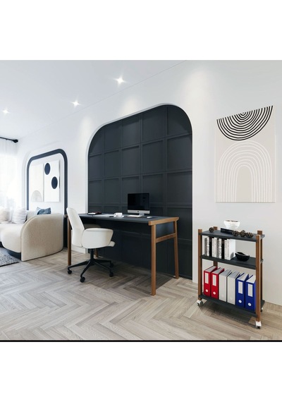 Zenith Çalışma Masası Kitaplık Takımı150cm Antrasit Ceviz