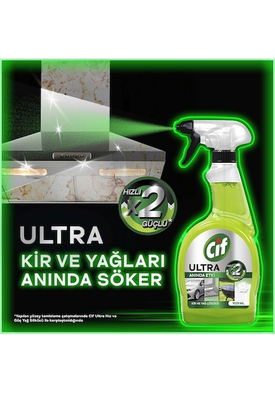 Cif Ultra Anında Etki Kir ve Yağ Çözücü 2 x 1025 ML