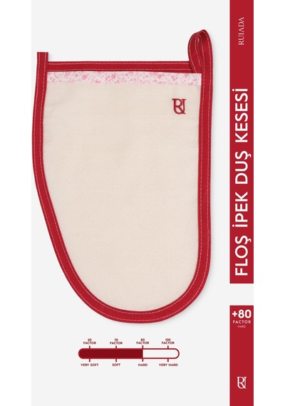 +80 Factor Kırmızı Kalın Banyo Duş Kesesi Peeling Eldiveni %100 Floş İpek Premium Kadın Ve Erkekler