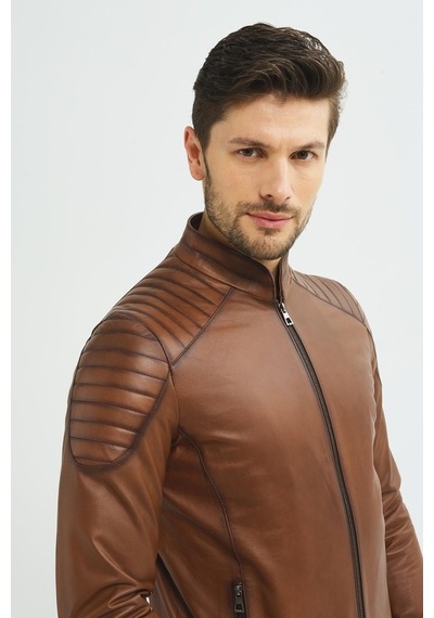 İkbal Jack Taba / Gerçek Erkek Deri Mont Em-0521T