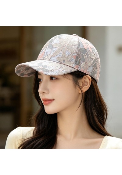 Valkyrie Kadın Dantel Desenli Şapka Çiçek Desenli Baseball Cap Ayarlanabilir Güneş Koruyucu Şapka Pembe
