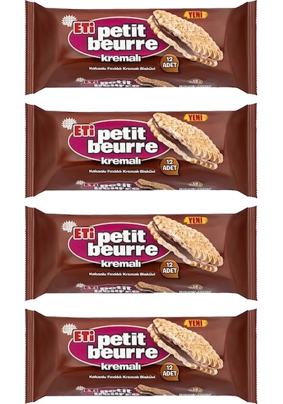 Eti Kakaolu Fındık Kremalı Petibör Bisküvi 4 x 270 G