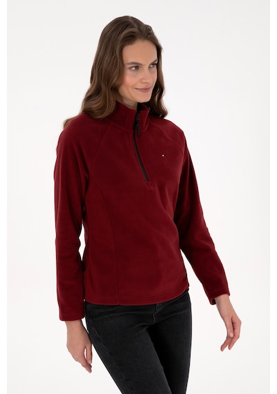 U.S. Polo Assn. Kadın Bordo Fermuarlı Dik Yaka Polar Sweatshirt 50316714-VR014
